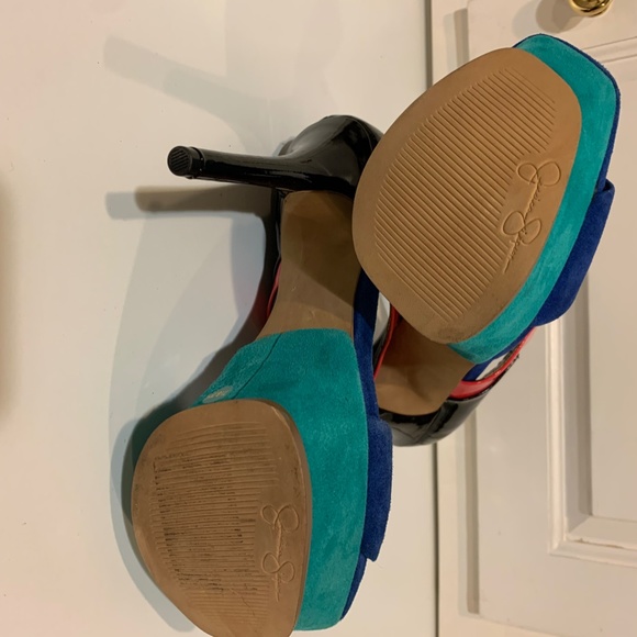 Jessica Simpson multi-colored high heels, size 7.5 - Picture 3 of 6